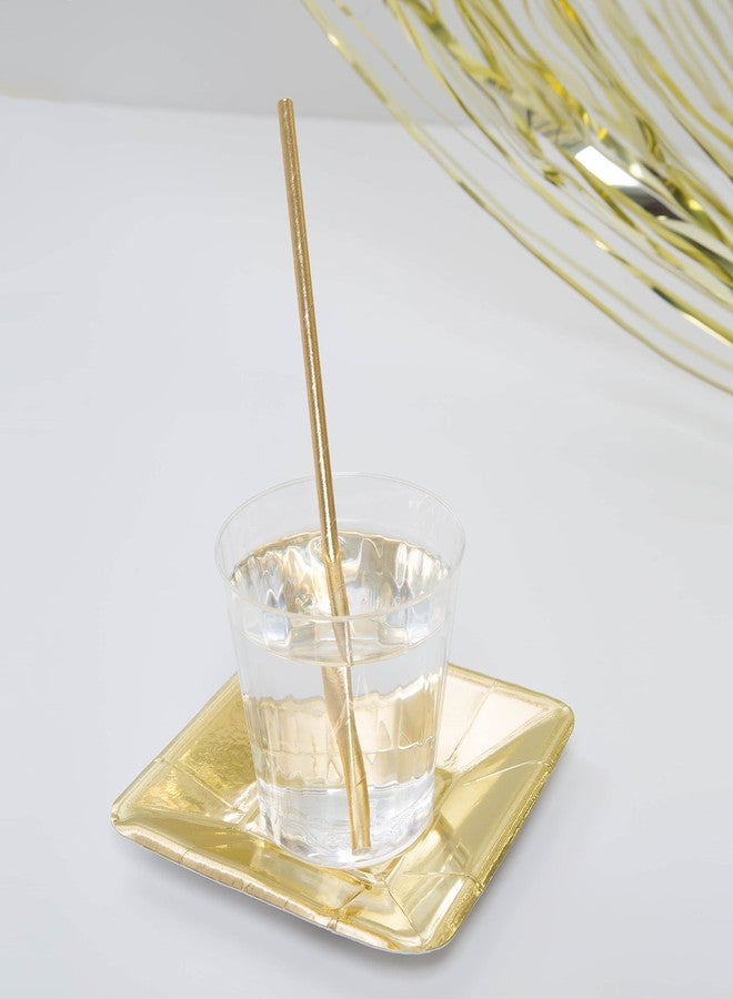 Unique Party Shimmering Gold Foil Paper Straws - 8.25" (Pack of 10) | Elegant Design & Biodegradable Materials | Perfect for Any Event - Image 3